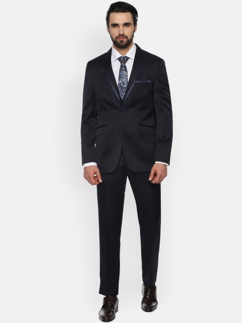 

Van Heusen Men Navy Blue Solid Slim Fit Suit