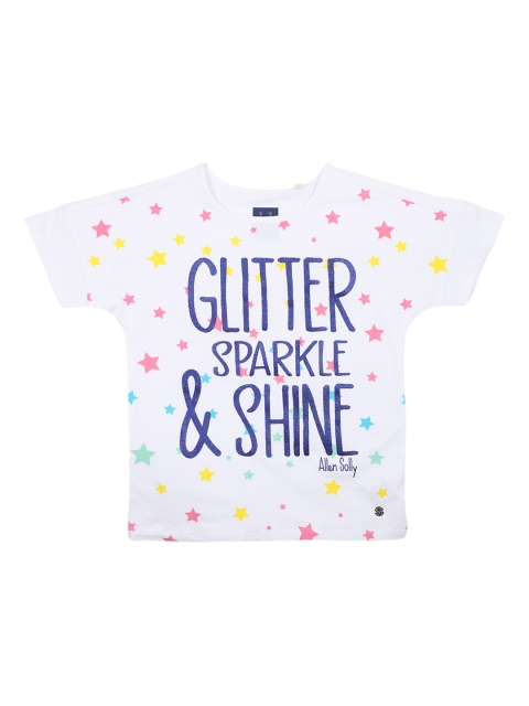 

Allen Solly Junior Girls White & Blue Printed Round Neck T-shirt