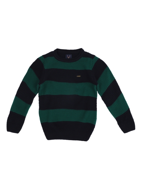 

Allen Solly Junior Boys Green & Navy Blue Striped Sweater