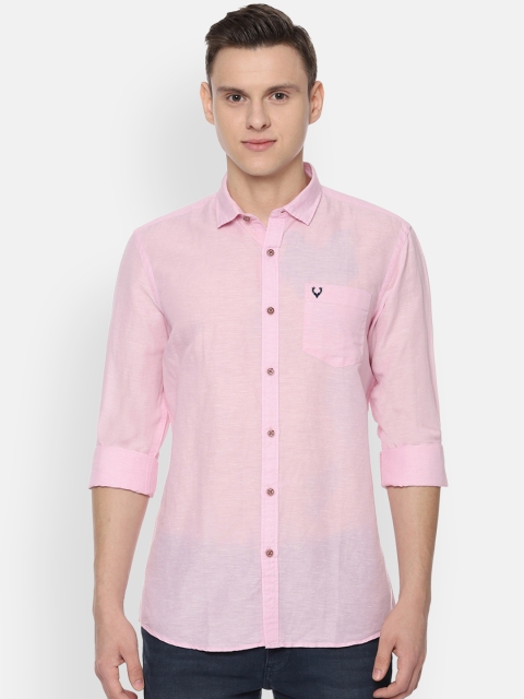 Solly Jeans Co. Men Pink Regular Fit Solid Casual Shirt