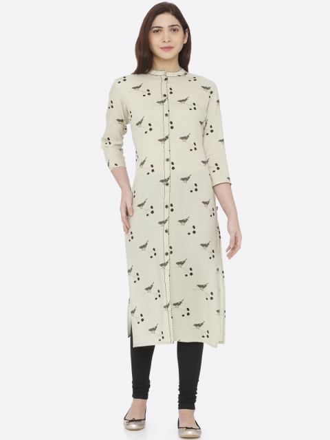 

RAISIN Women Beige Printed Staight Kurta