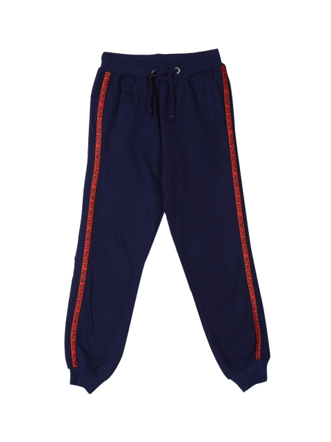 

Cherokee Boys Navy Blue & Red Solid Straight Fit Joggers