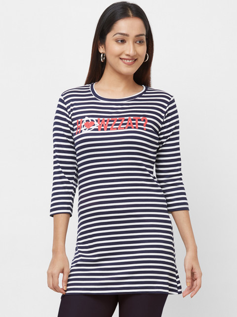 

Imagica Women Striped Blue T-shirt Dress