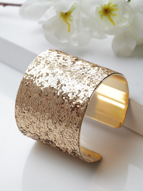 

AVANT-GARDE PARIS Women Gold-Plated Shimmer Luxury Open Adjustable Bangle
