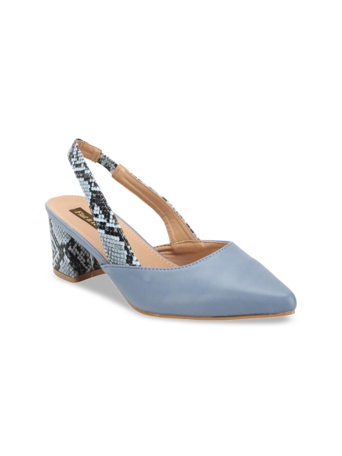 

Flat n Heels Women Blue Snakeskin Textured Heels