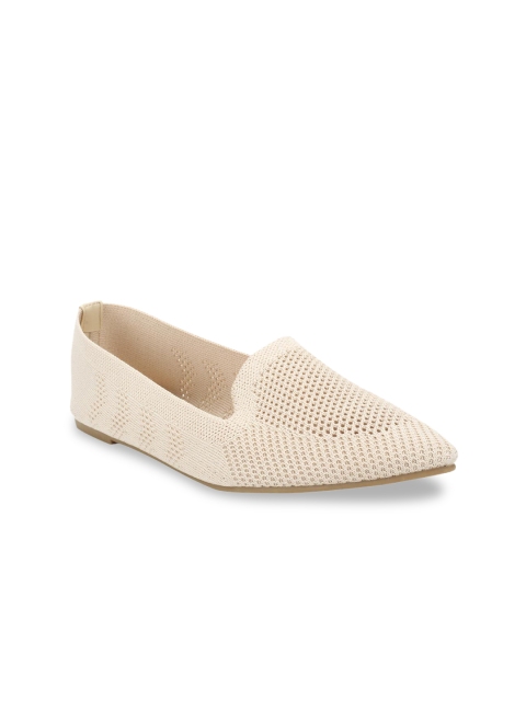 

Flat n Heels Women Beige Textured Canvas Ballerinas