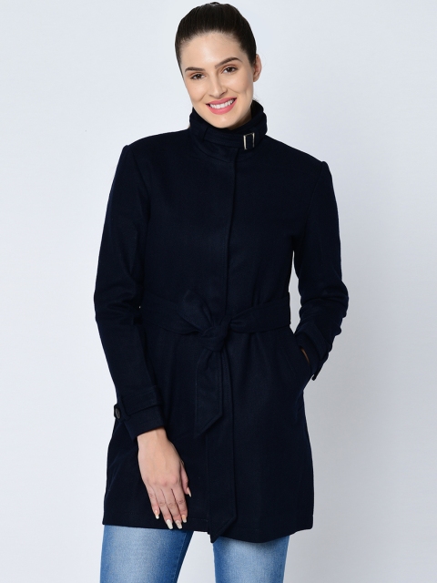 

Owncraft Women Dark Navy Blue Solid Wool Overcoat