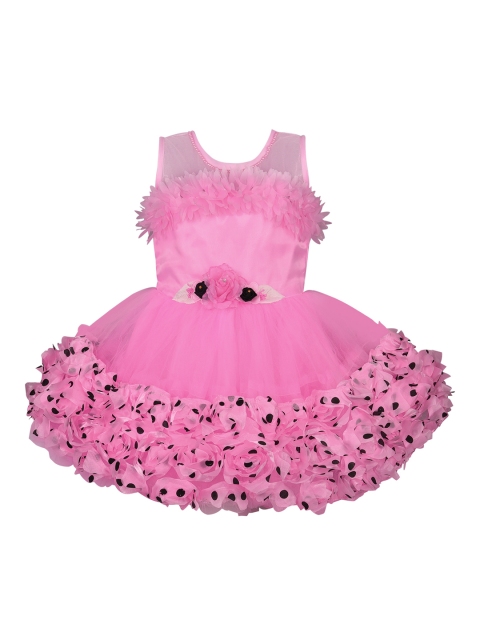 

Wish Karo Girls Pink Solid Fit and Flare Dress