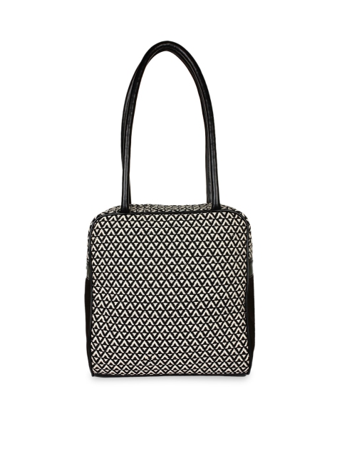 

Anekaant Black & White Printed Jacquard Woven Shoulder Bag