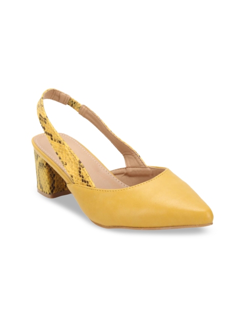 

Flat n Heels Women Yellow Snakeskin Textured Heels