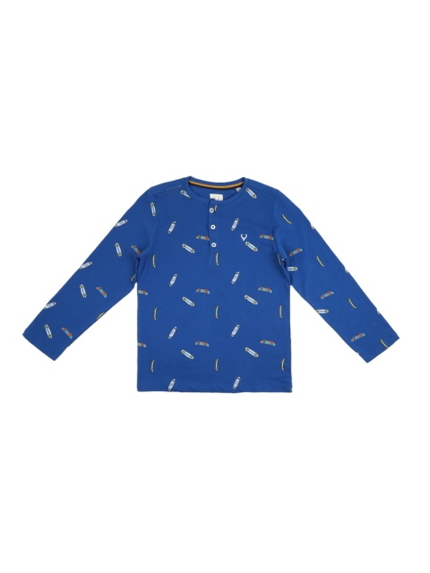 

Allen Solly Junior Boys Blue Printed Henley Neck T-shirt