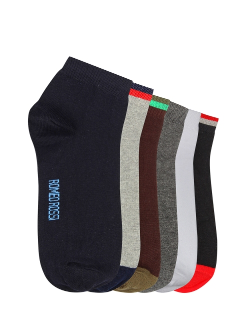 

ROMEO ROSSI Unisex Pack of 6 Assorted Ankle-length Socks