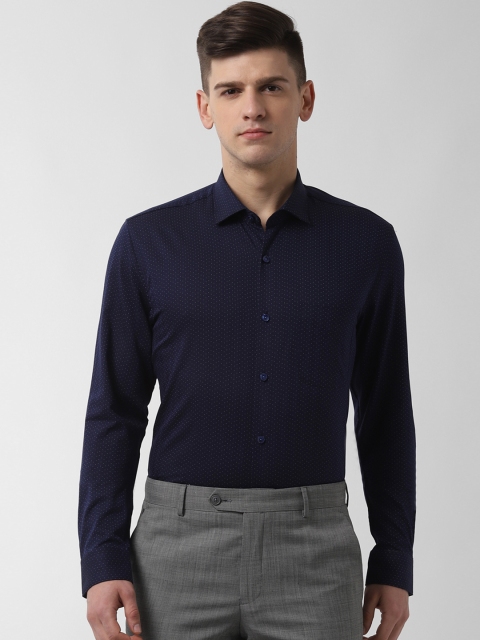 

Peter England Men Navy Blue Slim Fit Printed Formal Shirt
