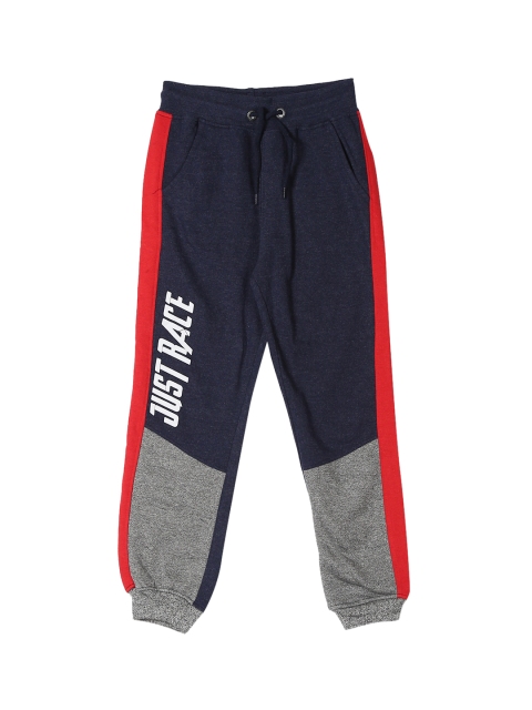 

Cherokee Boys Navy Blue & Grey Colourblocked Straight Fit Joggers