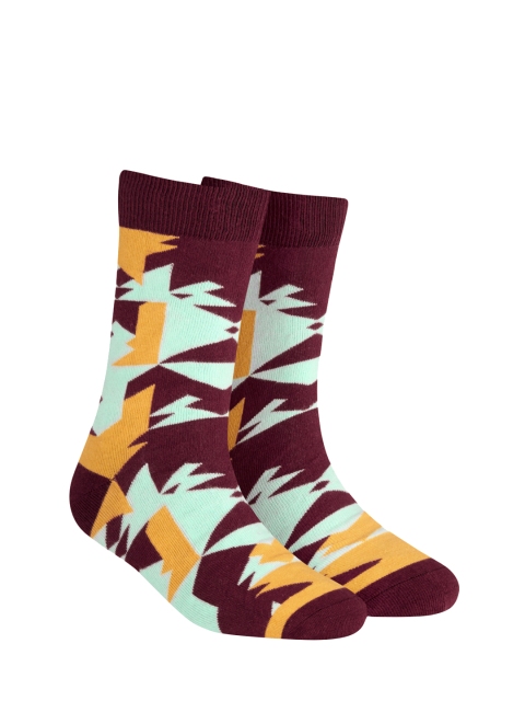 

Dynamocks Unisex Magenta & Blue Patterned Calf-Length Socks, Multi