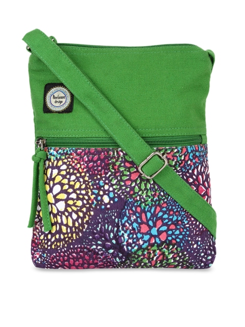 

Anekaant Women Green & Purple Printed Sling Bag
