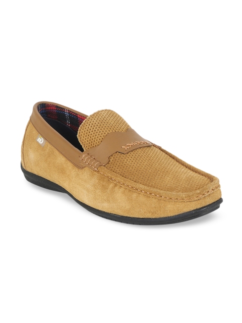 

ID Men Beige Solid Leather Penny Loafers