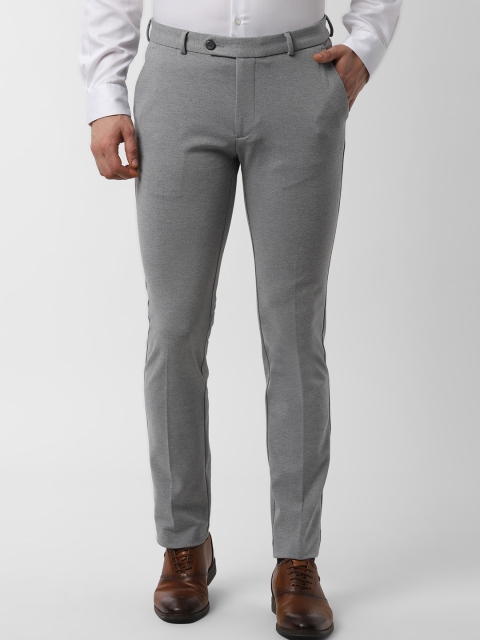 

Peter England Men Grey Slim Fit Self Design Formal Trousers