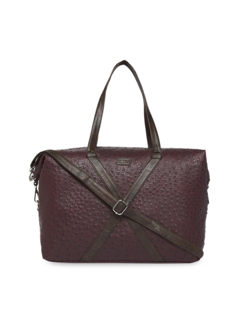 

HORRA Women Maroon Textured Duffel Bag