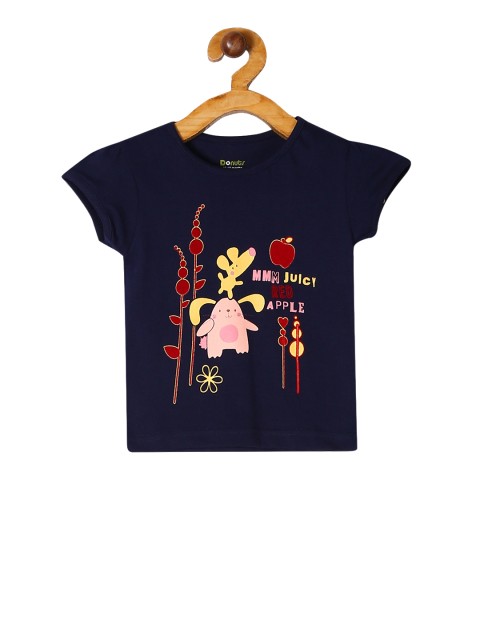 

Donuts Girls Blue Printed Round Neck T-shirt