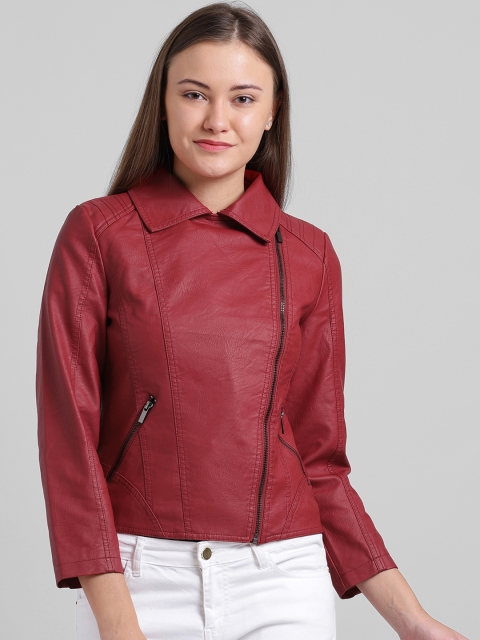 

Zink London Women Red Solid Biker Jacket