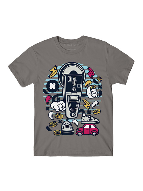 

THREADCURRY Boys Grey Printed Round Neck T-shirt