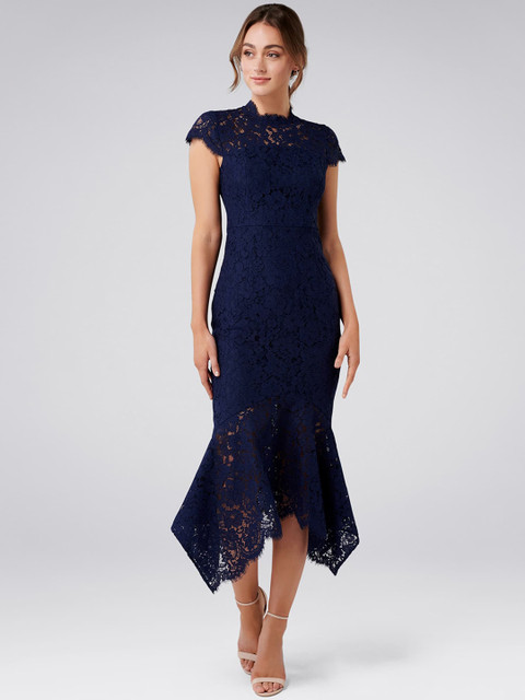 

Forever New Women Self Design Navy Blue Sheath Dress