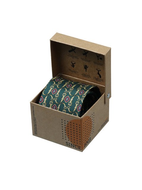 

Tossido Green Printed Broad Tie