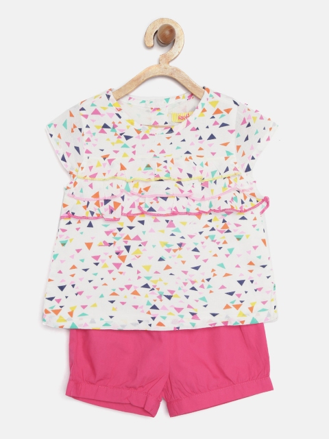 

Nauti Nati Girls White Printed Top with Shorts