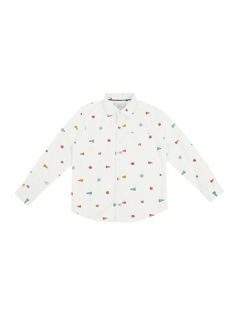 

Pantaloons Junior Boys Off-White Regular Fit Printed Casual Shirt