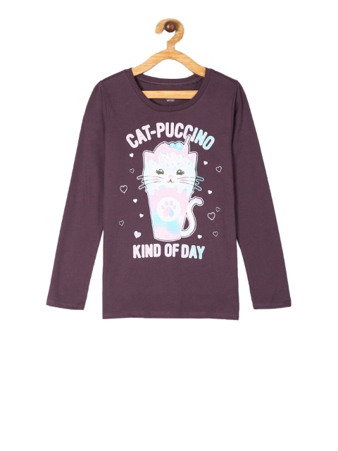 

The Childrens Place Girls Purple Printed Round Neck T-shirt