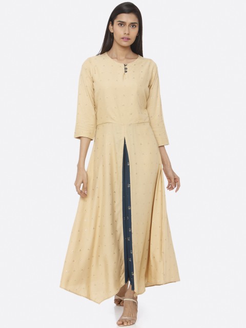 

RAISIN Women Cream-Coloured Embellished Maxi Dress