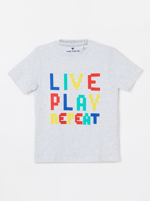 

Fame Forever by Lifestyle Boys Grey Melange Printed Round Neck T-shirt