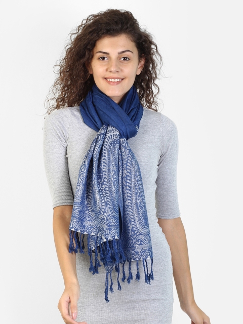 

Aditi Wasan Women Blue & Silver-Toned Printed Stole
