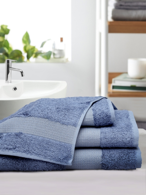 

Portico New York Set of 4 Blue Solid Towel Set