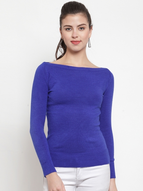 

Everlush Women Blue Solid Wool Sweater