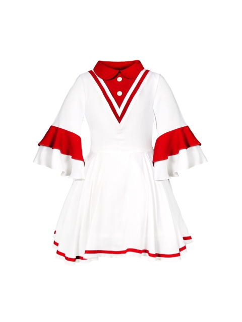 

naughty ninos Girls White & Red Colourblocked Fit and Flare Dress