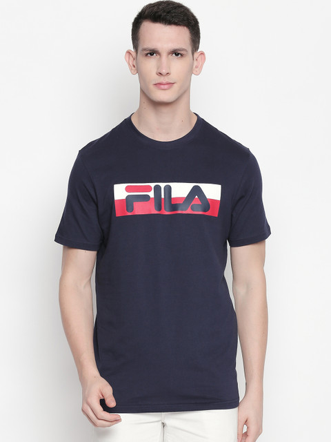 

FILA Men Navy Blue Printed Round Neck HICKMAN T-shirt