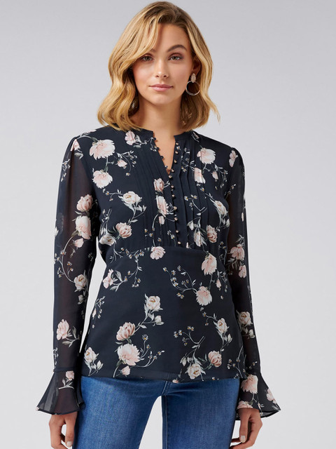 

Forever New Women Black & Beige Printed Top