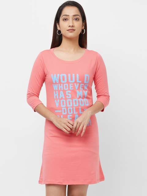 

Imagica Women Rose Pink Printed T-shirt Dress