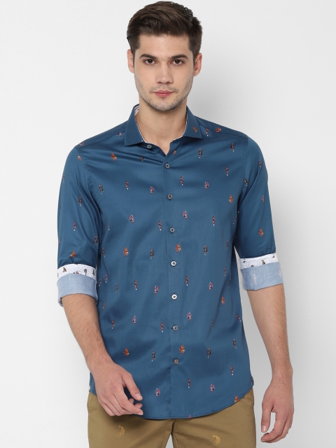 

SIMON CARTER LONDON Men Blue Slim Fit Printed Casual Shirt