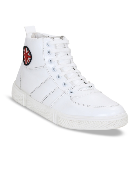 

Get Glamr Men White Solid Mid-Top Sneakers
