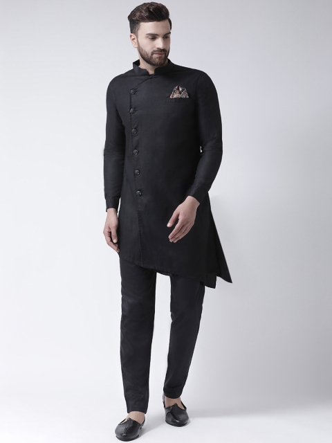

I Know Men Black Solid Kurta with Trousers