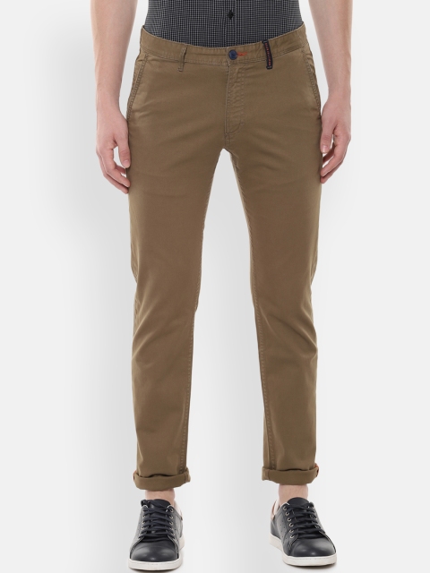 Solly Jeans Co. Men Khaki Slim Fit Solid Formal Trousers