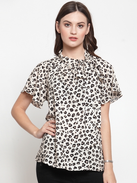 

Just Wow Women Beige & Black Animal Printed Top