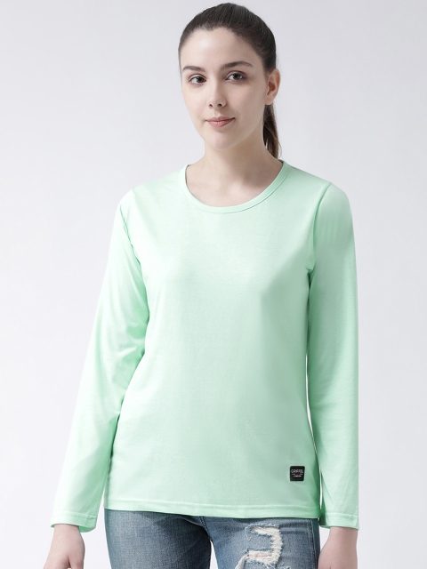 

GRIFFEL Women Green Solid Round Neck T-shirt
