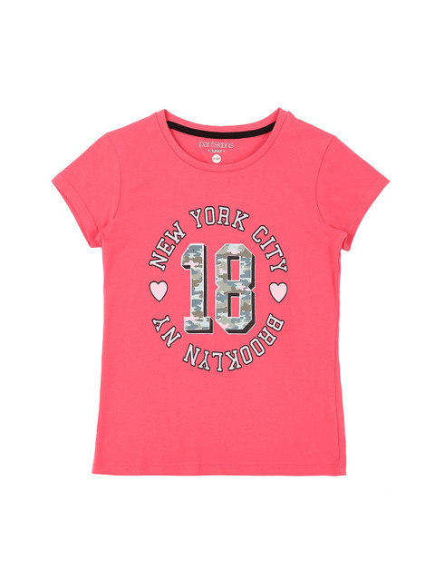 

Pantaloons Junior Girls Pink Printed Round Neck T-shirt