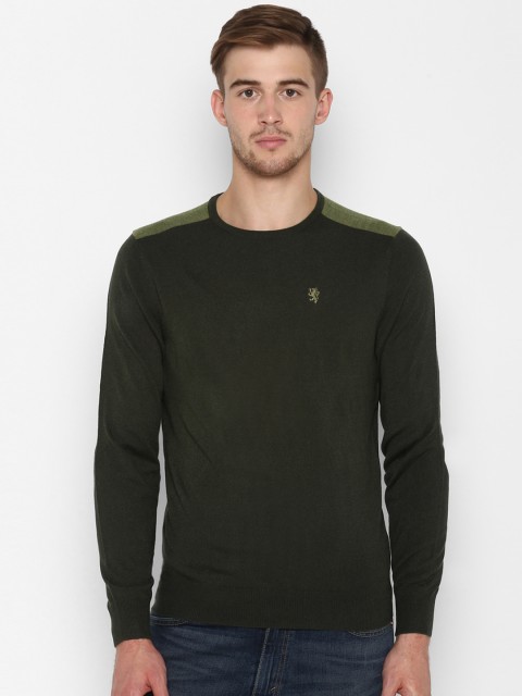 

Red Tape Men Olive Green Solid Sweater