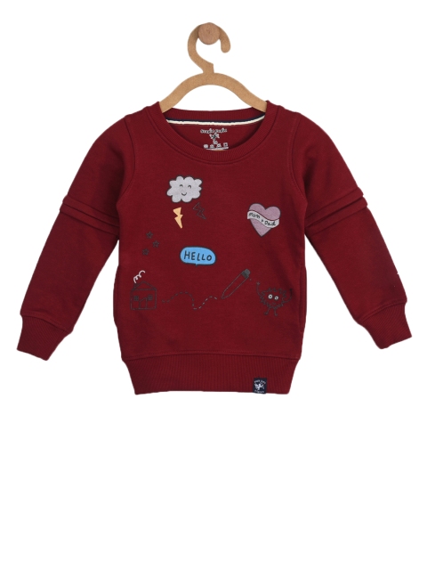 

Stupid Cupid Girls Maroon Printed Sweatshirt