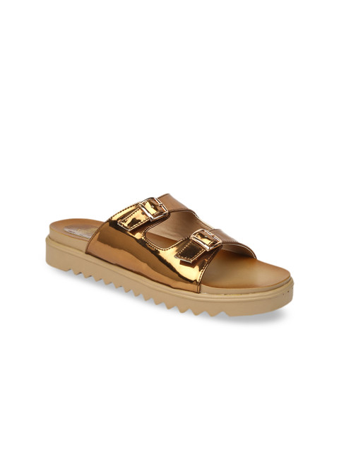 

VALIOSAA Women Copper-Toned Solid Open Toe Flats
